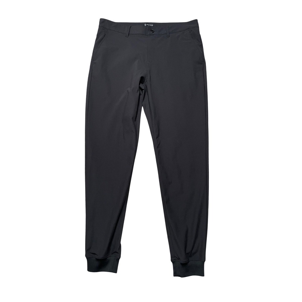 ASHER Mens Black Jogger‎ Golf Pants Performance Stretch Sz 32